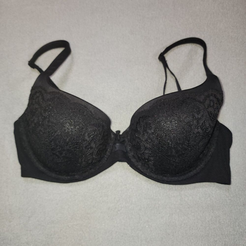 Victoria's Secret Black Lace 34D Body By‎ Victoria Lined Demi Bra VS